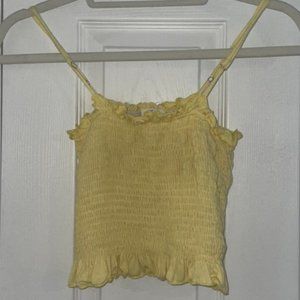 Ivy & Main Yellow Smocked Crop Top